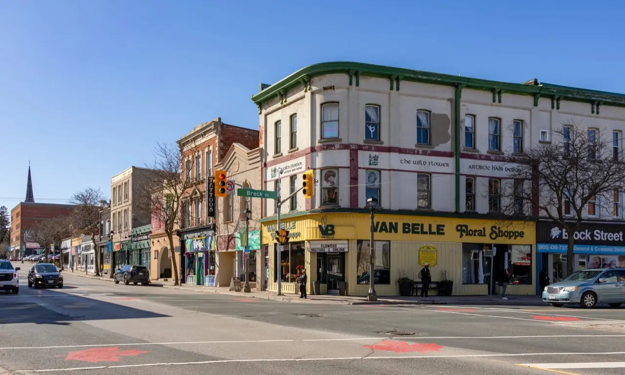 Downtown Whitby, Ontario Brock Street with heritage storefronts — crowd control services in Whitby